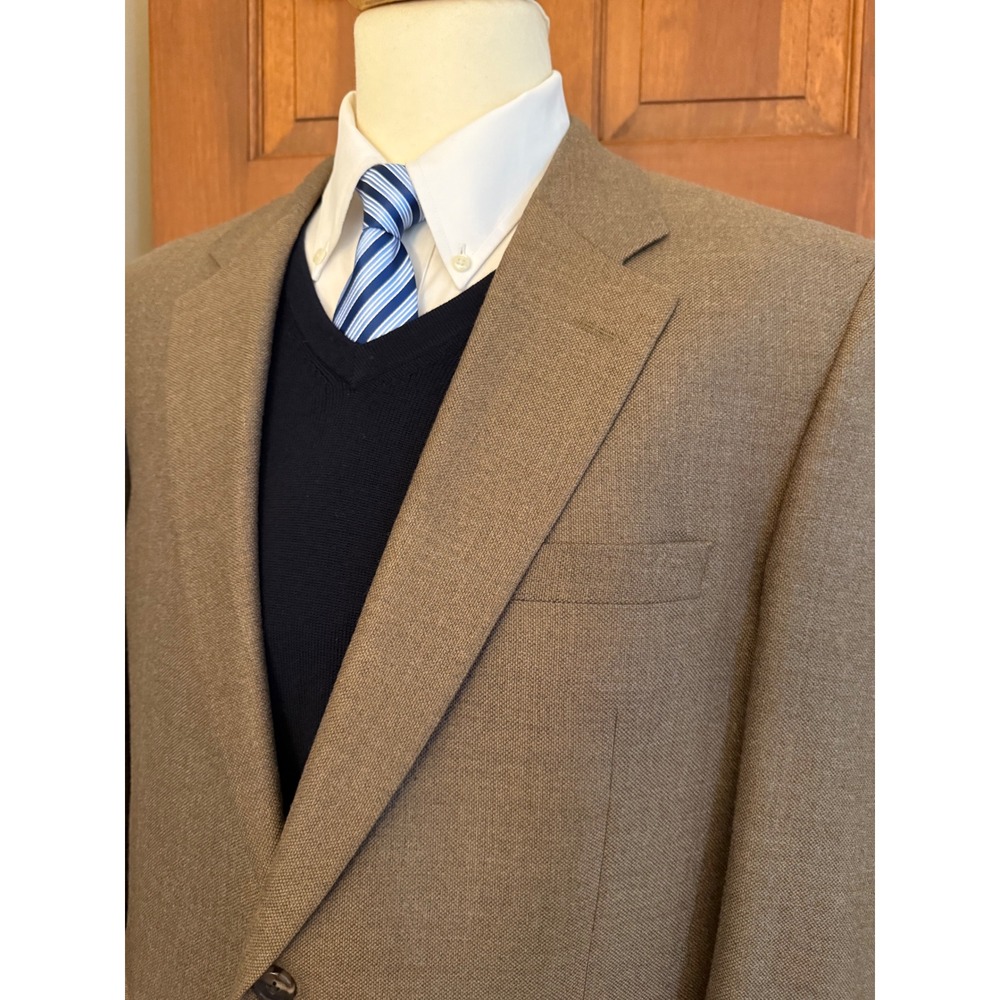 Jos. A. Bank Blazer Mens 44L Brown Wool-Blend Two-Button Sport Coat Jacket